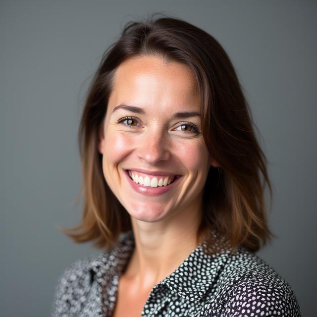 Professional headshot of Sarah Jensen, a smiling woman in business casual attire.